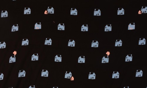 Tkanina Wiskozowa Wzór w Domy