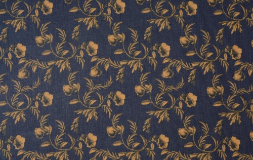 Tkanina Poliestrowa Granatowy Szyfon Kwiaty