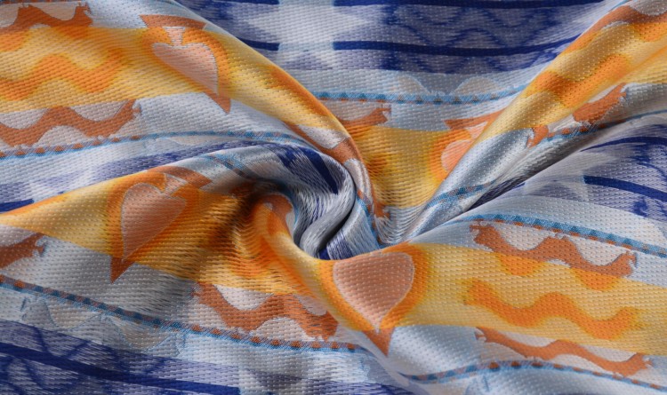 Tkanina Żakardowa Kolorowy Wzór w Kwadraty