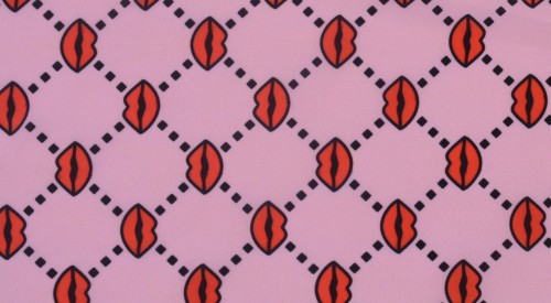 Tkanina Poliestrowa Różowa Czerwone Usta