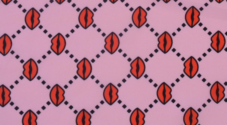 Tkanina Poliestrowa Różowa Czerwone Usta