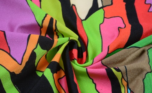 Dzianina Wiskozowa Kolorowa Wzór "Komiksowy"