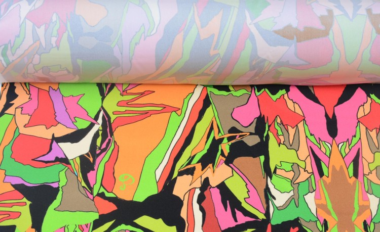 Dzianina Wiskozowa Kolorowa Wzór "Komiksowy"