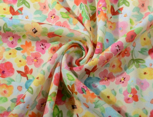 Tkanina Wiskozowa Typ Żorżety Nadrukowane Drobne Kwiaty