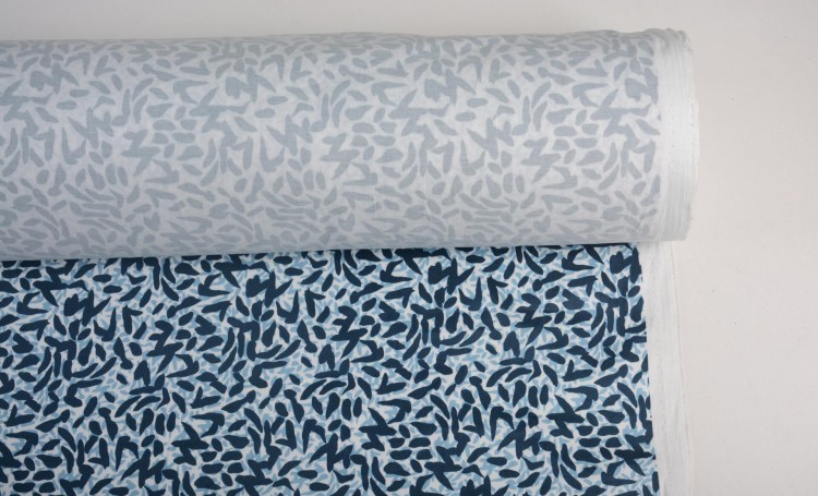 Tkanina Bawełniana Niebieska Wzór