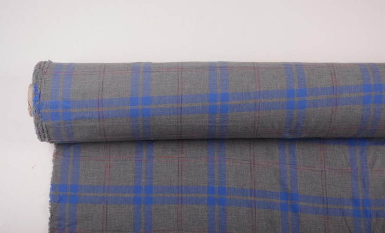 Tkanina Bawełniana Szara Krata