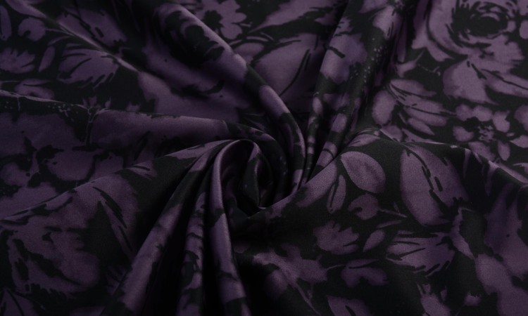 Tkanina Poliestrowa Fioletowe Kwiaty