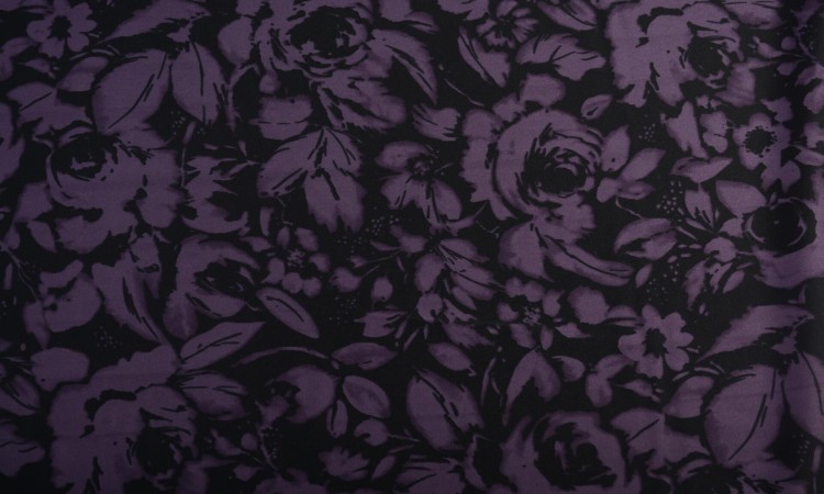 Tkanina Poliestrowa Fioletowe Kwiaty
