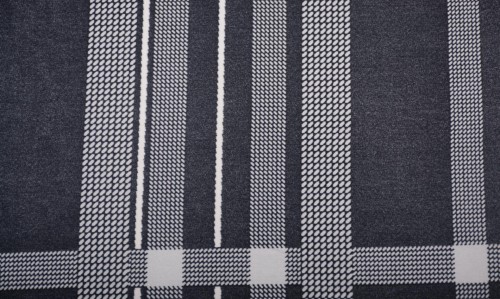 Tkanina Poliestrowa Czarna Białe Pasy