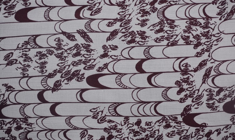 Szyfon Jedwabny Biały Brązowe Kwiaty