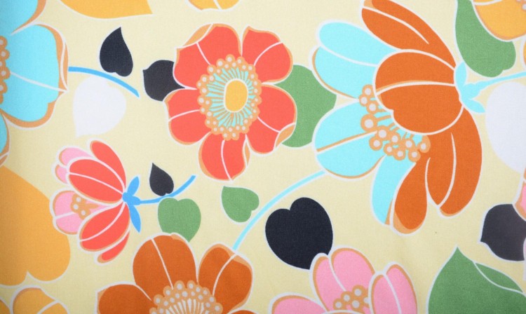 Dzianina Wiskozowa Żółta Kolorowe Kwiaty