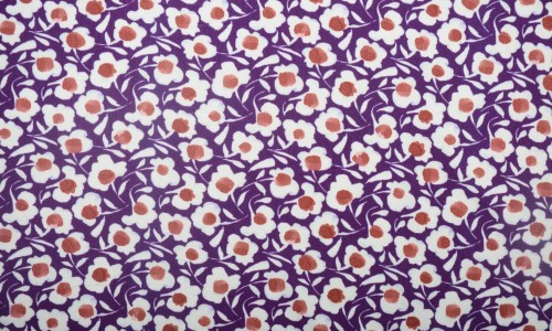 Dzianina Wiskozowa Fioletowa Białe Kwiaty