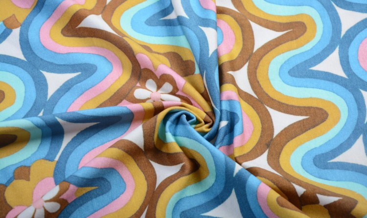 Dzianina Wiskozowa Wielokolorowa Kwiaty