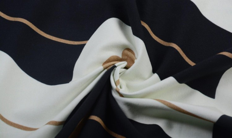 Dzianina Bawełniana Czarno-Biała Ze Zlotym Wzorem