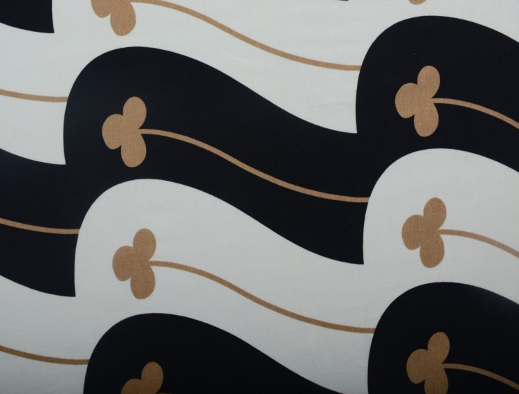 Dzianina Bawełniana Czarno-Biała Ze Zlotym Wzorem