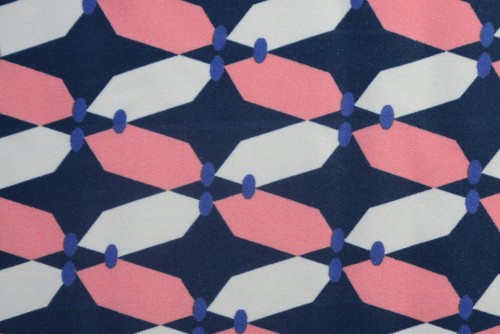 Tkanina Bawełniana Niebieska Wzór Biało-Różowy