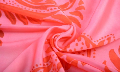 Tkanina Poliestrowa Różowa Kwiaty