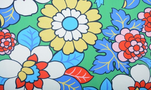 Dzianina Wiskozowa Zielona Kolorowe Kwiaty