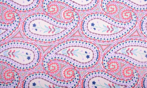 Dzianina Wiskozowa Fioletowo-Różowa Kwiaty