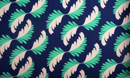 Dzianina Wiskozowa Niebieska Kwiaty Biało-Zielone