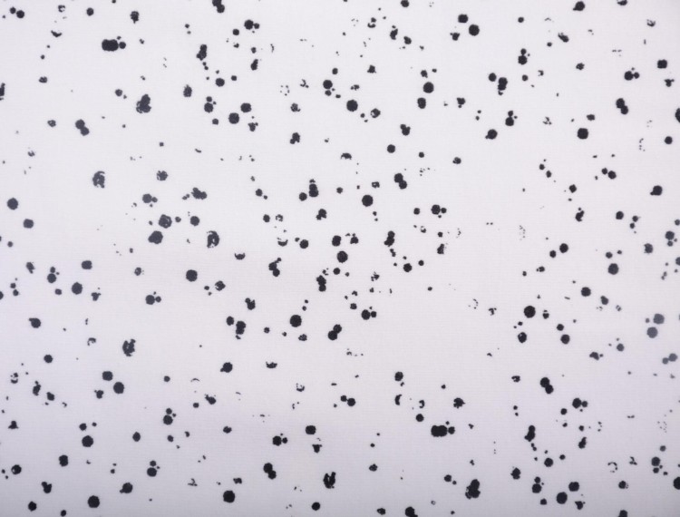 Dzianina Bawełniana Biała Czarne Kropki