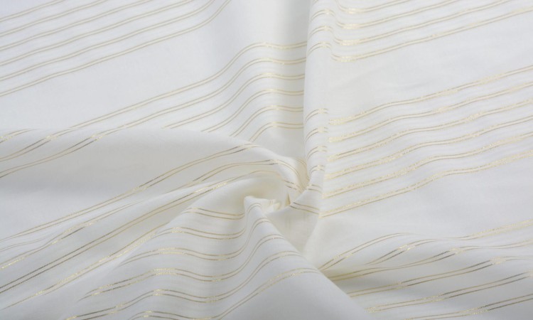 Tkanina Bawełniana Biała Ze Złotą Nitką