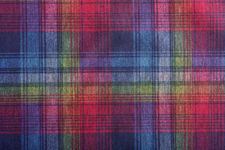 Dzianina Poliestrowa Krata Kolory Tęczy