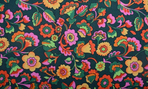 Dzianina Wiskozowa Zielona w Kolorowe Kwiaty