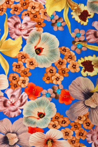 Dzianina Wiskozowa Kwiaty Ciepłe Kolory