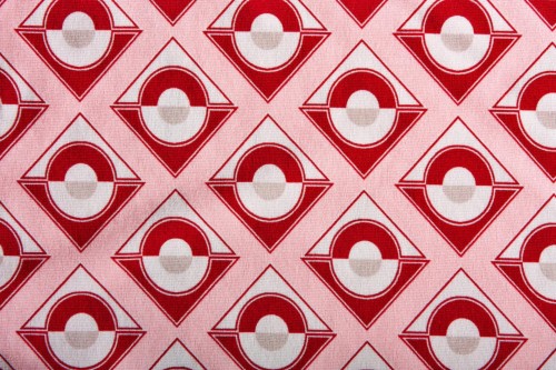 Dzianina Wiskozowa Różowa Wzór w Koła i Kwadraty