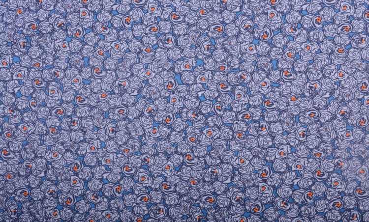 Tkanina Bawełniana Niebieska Małe Kwiaty