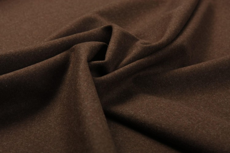 Tkanina Wełniana Typu Flausz Ciemnobrązowa