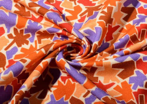 Dzianina Wiskozowa Liście w Wiosennych Kolorach