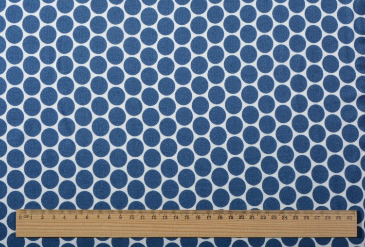 Dzianina Wiskozowa Granatowe Koła na Białym Tle