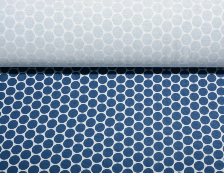 Dzianina Wiskozowa Granatowe Koła na Białym Tle