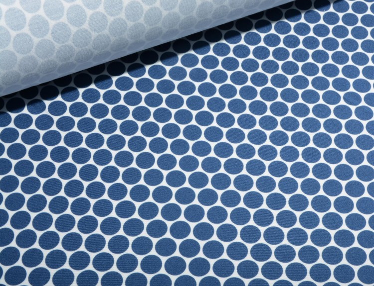 Dzianina Wiskozowa Granatowe Koła na Białym Tle