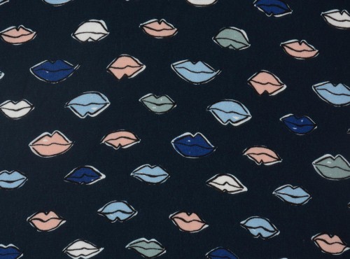 Tkanina Wiskozowa Kolorowe Usta
