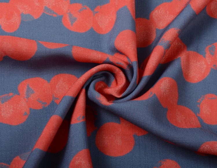 Tkanina Wiskozowa Nadrukowany Wzór w Czerwone Koła