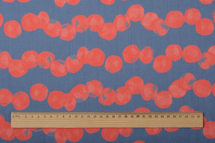 Tkanina Wiskozowa Nadrukowany Wzór w Czerwone Koła