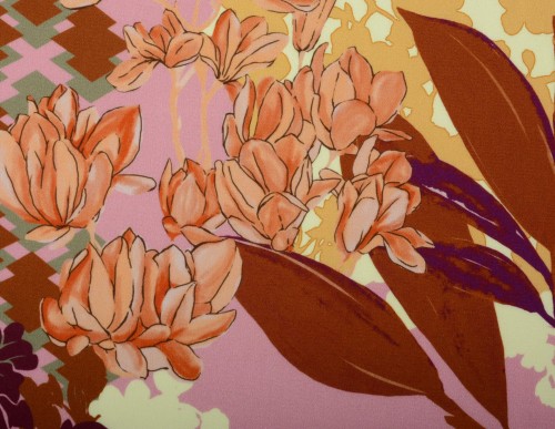 Tkanina Wiskozowa Kolorowa Wzór Roślinny Deveaux