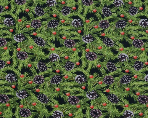 Dzianina Wiskozowa Zielona w Roślinny Wzór