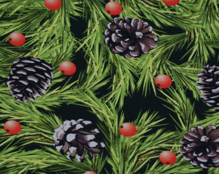 Dzianina Wiskozowa Zielona w Roślinny Wzór