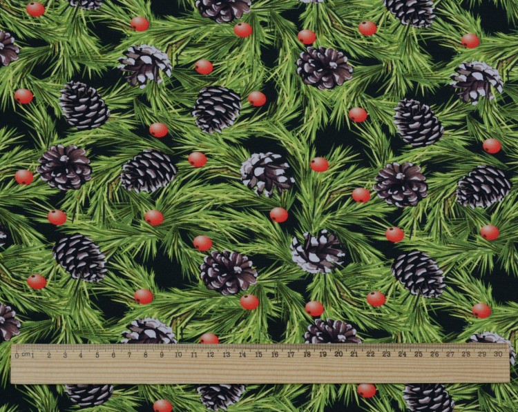 Dzianina Wiskozowa Zielona w Roślinny Wzór