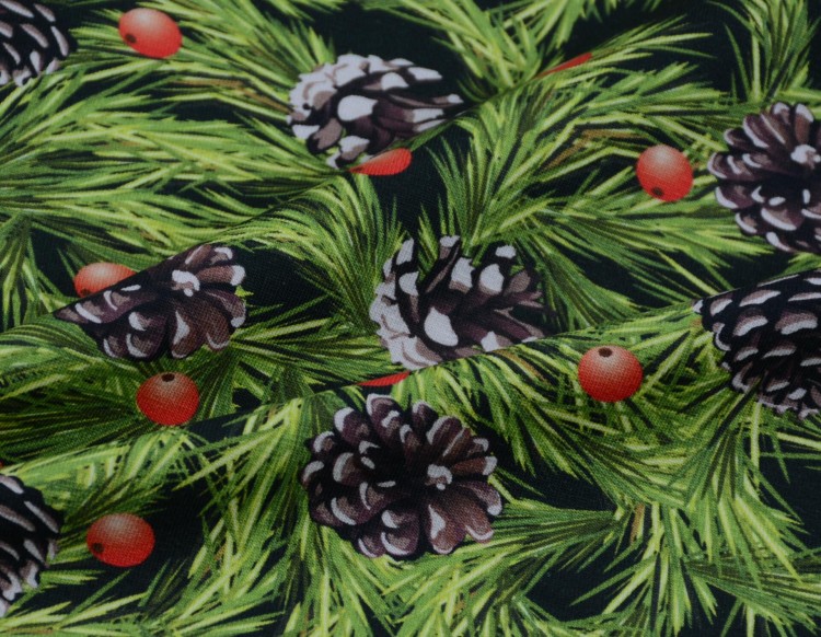 Dzianina Wiskozowa Zielona w Roślinny Wzór