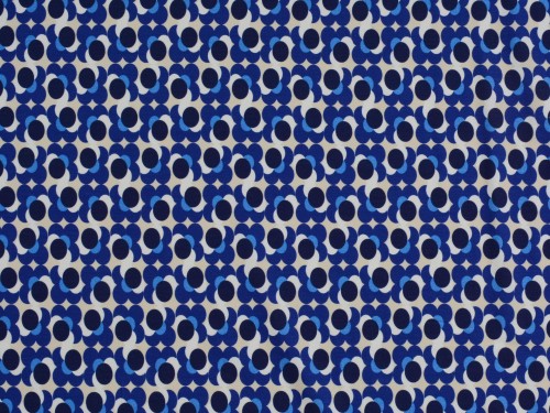 Dzianina Wiskozowa Regularny Granatowy Wzór na Białym Tle
