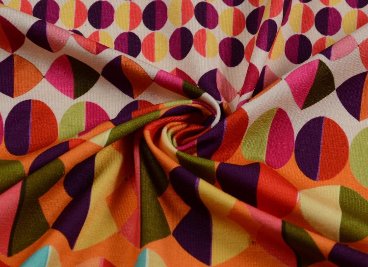 Dzianina Wiskozowa Wielokolorowy Geometryczny Wzór