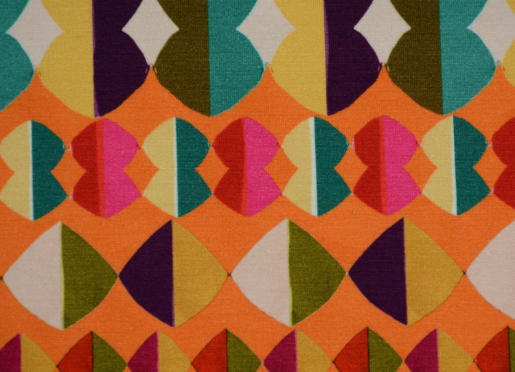 Dzianina Wiskozowa Wielokolorowy Geometryczny Wzór