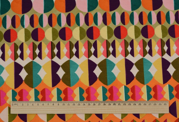 Dzianina Wiskozowa Wielokolorowy Geometryczny Wzór