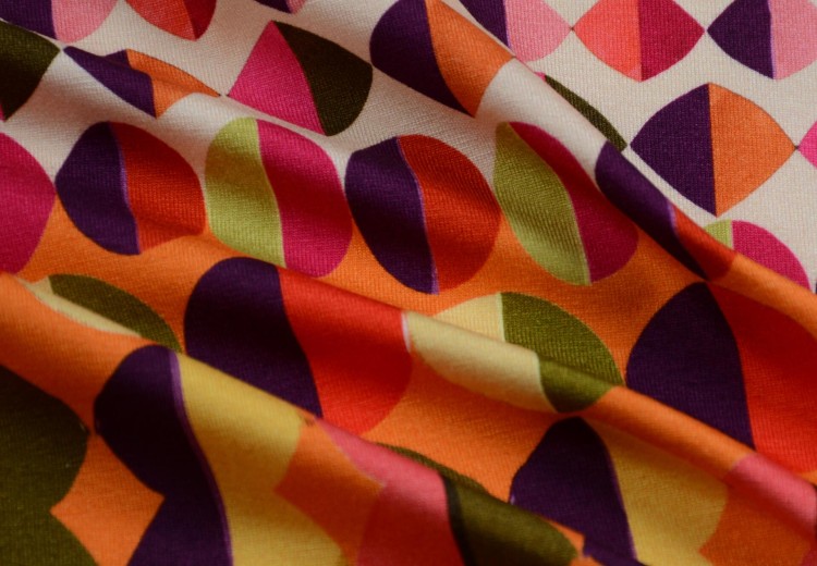 Dzianina Wiskozowa Wielokolorowy Geometryczny Wzór