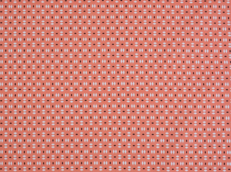 Tkanina Bawełniana Białe Romby na Pomarańczowym Tle